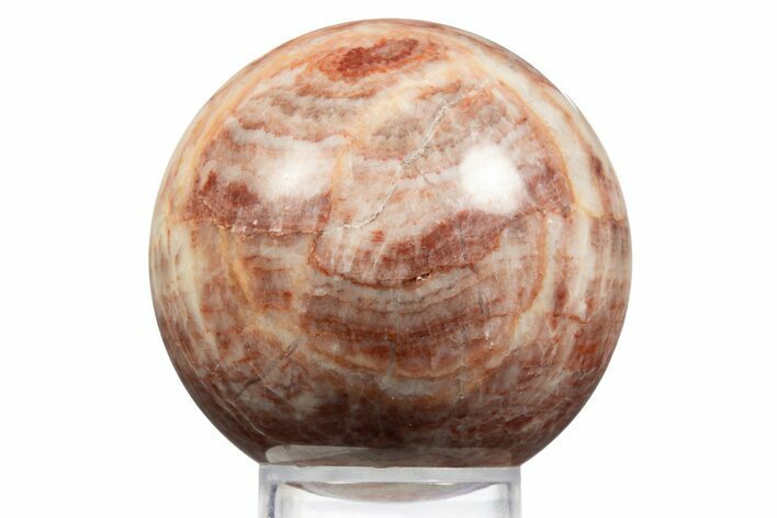 Polished Banded Red Calcite Sphere - China #319464
